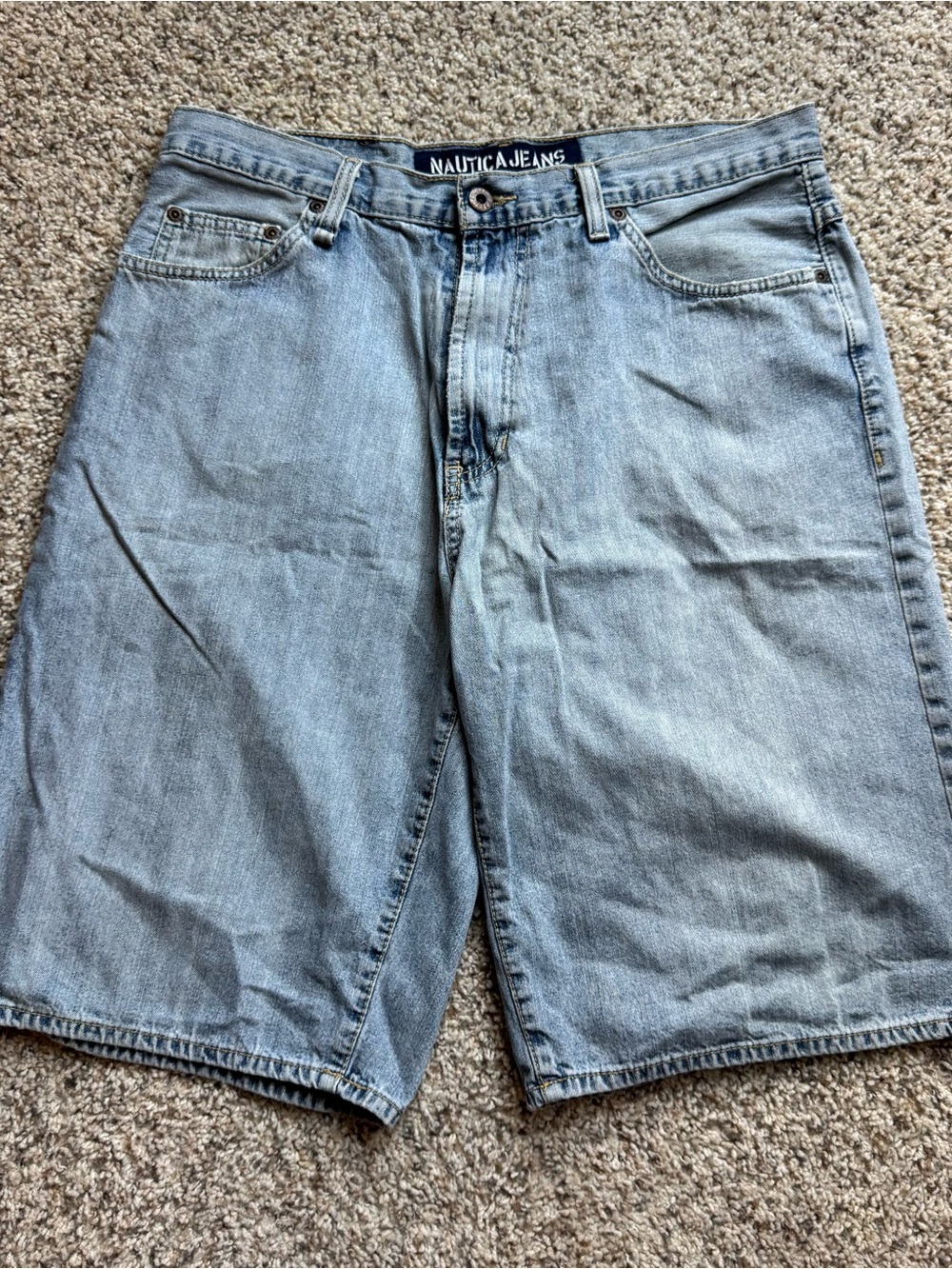Vintage Nautica Jeans Men’s 33 Baggy Denim Jorts Shorts Y2K Light Wash Hip Hop